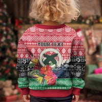 Personalised Vanuatu Joyeux Noel Kid Ugly Christmas Sweater Proud To Be a Ni-Van Sand Drawing Art - Polynesian Pride