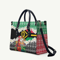 Personalised Vanuatu Joyeux Noel Leather Bag Proud To Be a Ni-Van Sand Drawing Art LT9 Red - Polynesian Pride