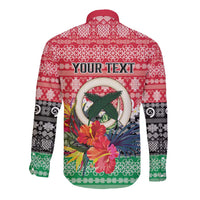 Personalised Vanuatu Joyeux Noel Long Sleeve Button Shirt Proud To Be a Ni-Van Sand Drawing Art - Polynesian Pride