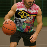 Personalised Vanuatu Joyeux Noel Sleeveless Zip Hoodie Proud To Be a Ni-Van Sand Drawing Art - Polynesian Pride