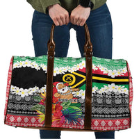 Personalised Vanuatu Joyeux Noel Travel Bag Proud To Be a Ni-Van Sand Drawing Art LT9 Red - Polynesian Pride