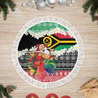 Vanuatu Joyeux Noel Tree Skirt Proud To Be a Ni-Van Sand Drawing Art LT9 Fringed Red - Polynesian Pride