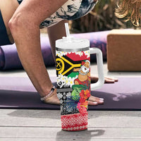 Personalised Vanuatu Joyeux Noel Tumbler With Handle Proud To Be a Ni-Van Sand Drawing Art - Polynesian Pride