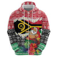 Personalised Vanuatu Joyeux Noel Zip Hoodie Proud To Be a Ni-Van Sand Drawing Art - Polynesian Pride