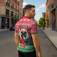 Personalised Vanuatu Joyeux Noel Zipper Polo Shirt Proud To Be a Ni-Van Sand Drawing Art LT9 - Polynesian Pride
