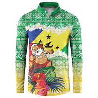 Personalised Malampa Joyeux Noel Button Sweatshirt Proud To Be a Ni-Van Sand Drawing Art LT9 Lime - Polynesian Pride