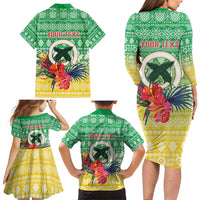 Personalised Malampa Joyeux Noel Family Matching Long Sleeve Bodycon Dress and Hawaiian Shirt Proud To Be a Ni-Van Sand Drawing Art - Polynesian Pride