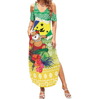 Personalised Malampa Joyeux Noel Family Matching Summer Maxi Dress and Hawaiian Shirt Proud To Be a Ni-Van Sand Drawing Art - Polynesian Pride