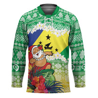 Personalised Malampa Joyeux Noel Hockey Jersey Proud To Be a Ni-Van Sand Drawing Art LT9 Unisex Lime - Polynesian Pride