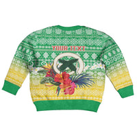 Personalised Malampa Joyeux Noel Kid Ugly Christmas Sweater Proud To Be a Ni-Van Sand Drawing Art - Polynesian Pride