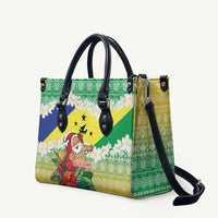 Personalised Malampa Joyeux Noel Leather Bag Proud To Be a Ni-Van Sand Drawing Art LT9 Lime - Polynesian Pride