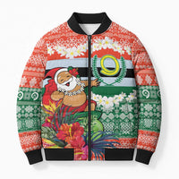Personalised Penama Joyeux Noel Bomber Puffer Jacket Proud To Be a Ni-Van Sand Drawing Art LT9 Unisex Red - Polynesian Pride