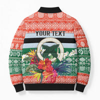 Personalised Penama Joyeux Noel Bomber Puffer Jacket Proud To Be a Ni-Van Sand Drawing Art LT9 - Polynesian Pride