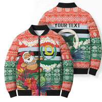 Personalised Penama Joyeux Noel Bomber Puffer Jacket Proud To Be a Ni-Van Sand Drawing Art LT9 - Polynesian Pride