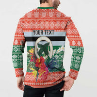 Personalised Penama Joyeux Noel Button Sweatshirt Proud To Be a Ni-Van Sand Drawing Art - Polynesian Pride