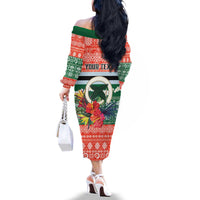 Personalised Penama Joyeux Noel Family Matching Off The Shoulder Long Sleeve Dress and Hawaiian Shirt Proud To Be a Ni-Van Sand Drawing Art - Polynesian Pride