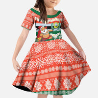 Personalised Penama Joyeux Noel Kid Short Sleeve Dress Proud To Be a Ni-Van Sand Drawing Art LT9 KID Red - Polynesian Pride