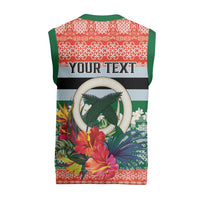 Personalised Penama Joyeux Noel Christmas Knitted V-Neck Vest Proud To Be a Ni-Van Sand Drawing Art - Polynesian Pride