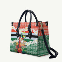 Personalised Penama Joyeux Noel Leather Bag Proud To Be a Ni-Van Sand Drawing Art LT9 Red - Polynesian Pride