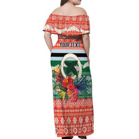 Personalised Penama Joyeux Noel Off Shoulder Maxi Dress Proud To Be a Ni-Van Sand Drawing Art LT9 - Polynesian Pride