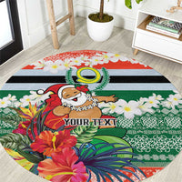 Personalised Penama Joyeux Noel Round Carpet Proud To Be a Ni-Van Sand Drawing Art LT9 Red - Polynesian Pride