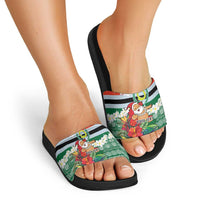 Personalised Penama Joyeux Noel Slide Sandals Proud To Be a Ni-Van Sand Drawing Art - Polynesian Pride