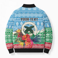 Personalised Sanma Joyeux Noel Bomber Puffer Jacket Proud To Be a Ni-Van Sand Drawing Art LT9 - Polynesian Pride