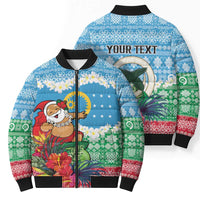 Personalised Sanma Joyeux Noel Bomber Puffer Jacket Proud To Be a Ni-Van Sand Drawing Art LT9 - Polynesian Pride