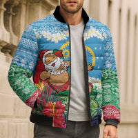 Personalised Sanma Joyeux Noel Bomber Puffer Jacket Proud To Be a Ni-Van Sand Drawing Art LT9 - Polynesian Pride