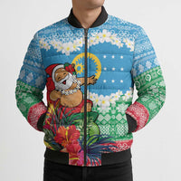 Personalised Sanma Joyeux Noel Bomber Puffer Jacket Proud To Be a Ni-Van Sand Drawing Art LT9 - Polynesian Pride