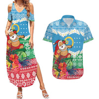 Personalised Sanma Joyeux Noel Couples Matching Summer Maxi Dress and Hawaiian Shirt Proud To Be a Ni-Van Sand Drawing Art - Polynesian Pride