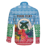 Personalised Sanma Joyeux Noel Family Matching Off The Shoulder Long Sleeve Dress and Hawaiian Shirt Proud To Be a Ni-Van Sand Drawing Art - Polynesian Pride