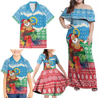 Personalised Sanma Joyeux Noel Family Matching Off Shoulder Maxi Dress and Hawaiian Shirt Proud To Be a Ni-Van Sand Drawing Art - Polynesian Pride