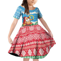 Personalised Sanma Joyeux Noel Family Matching Off Shoulder Short Dress and Hawaiian Shirt Proud To Be a Ni-Van Sand Drawing Art - Polynesian Pride