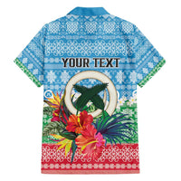 Personalised Sanma Joyeux Noel Family Matching Off Shoulder Short Dress and Hawaiian Shirt Proud To Be a Ni-Van Sand Drawing Art - Polynesian Pride