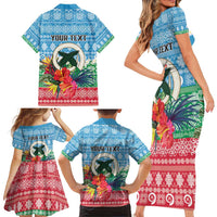 Personalised Sanma Joyeux Noel Family Matching Short Sleeve Bodycon Dress and Hawaiian Shirt Proud To Be a Ni-Van Sand Drawing Art - Polynesian Pride