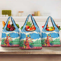 Personalised Sanma Joyeux Noel Grocery Bag Proud To Be a Ni-Van Sand Drawing Art LT9 3-pack One Size Blue - Polynesian Pride