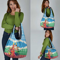 Personalised Sanma Joyeux Noel Grocery Bag Proud To Be a Ni-Van Sand Drawing Art LT9 - Polynesian Pride
