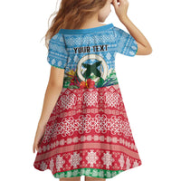 Personalised Sanma Joyeux Noel Kid Short Sleeve Dress Proud To Be a Ni-Van Sand Drawing Art LT9 - Polynesian Pride