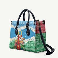 Personalised Sanma Joyeux Noel Leather Bag Proud To Be a Ni-Van Sand Drawing Art LT9 Blue - Polynesian Pride