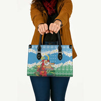 Personalised Sanma Joyeux Noel Leather Bag Proud To Be a Ni-Van Sand Drawing Art LT9 - Polynesian Pride