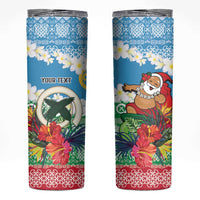 Personalised Sanma Joyeux Noel Skinny Tumbler Proud To Be a Ni-Van Sand Drawing Art LT9 Blue - Polynesian Pride