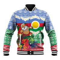 Personalised Shefa Joyeux Noel Baseball Jacket Proud To Be a Ni-Van Sand Drawing Art LT9 Unisex Blue - Polynesian Pride