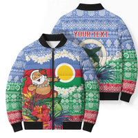 Personalised Shefa Joyeux Noel Bomber Puffer Jacket Proud To Be a Ni-Van Sand Drawing Art LT9 - Polynesian Pride