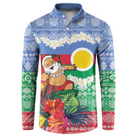 Personalised Shefa Joyeux Noel Button Sweatshirt Proud To Be a Ni-Van Sand Drawing Art LT9 Blue - Polynesian Pride
