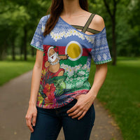 Personalised Shefa Joyeux Noel Cross Shoulder Shirt Proud To Be a Ni-Van Sand Drawing Art LT9 - Polynesian Pride