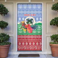 Personalised Shefa Joyeux Noel Door Cover Proud To Be a Ni-Van Sand Drawing Art LT9 Blue - Polynesian Pride