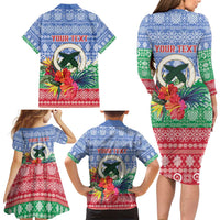 Personalised Shefa Joyeux Noel Family Matching Long Sleeve Bodycon Dress and Hawaiian Shirt Proud To Be a Ni-Van Sand Drawing Art - Polynesian Pride