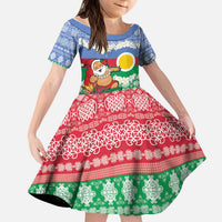 Personalised Shefa Joyeux Noel Kid Short Sleeve Dress Proud To Be a Ni-Van Sand Drawing Art LT9 KID Blue - Polynesian Pride