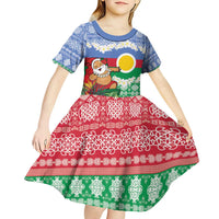 Personalised Shefa Joyeux Noel Kid Short Sleeve Dress Proud To Be a Ni-Van Sand Drawing Art LT9 - Polynesian Pride